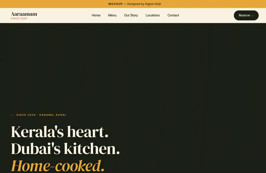Aaraamam — live restaurant site
